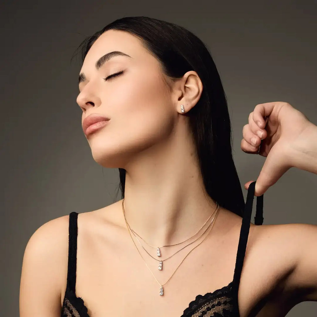 Collana Dilvdò Pendant Degradè Point Light Rosè Zirconi Bianchi
