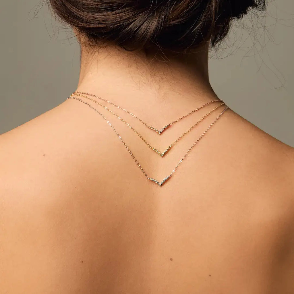 Collana Dilvdò V Dorata Zirconi Bianchi