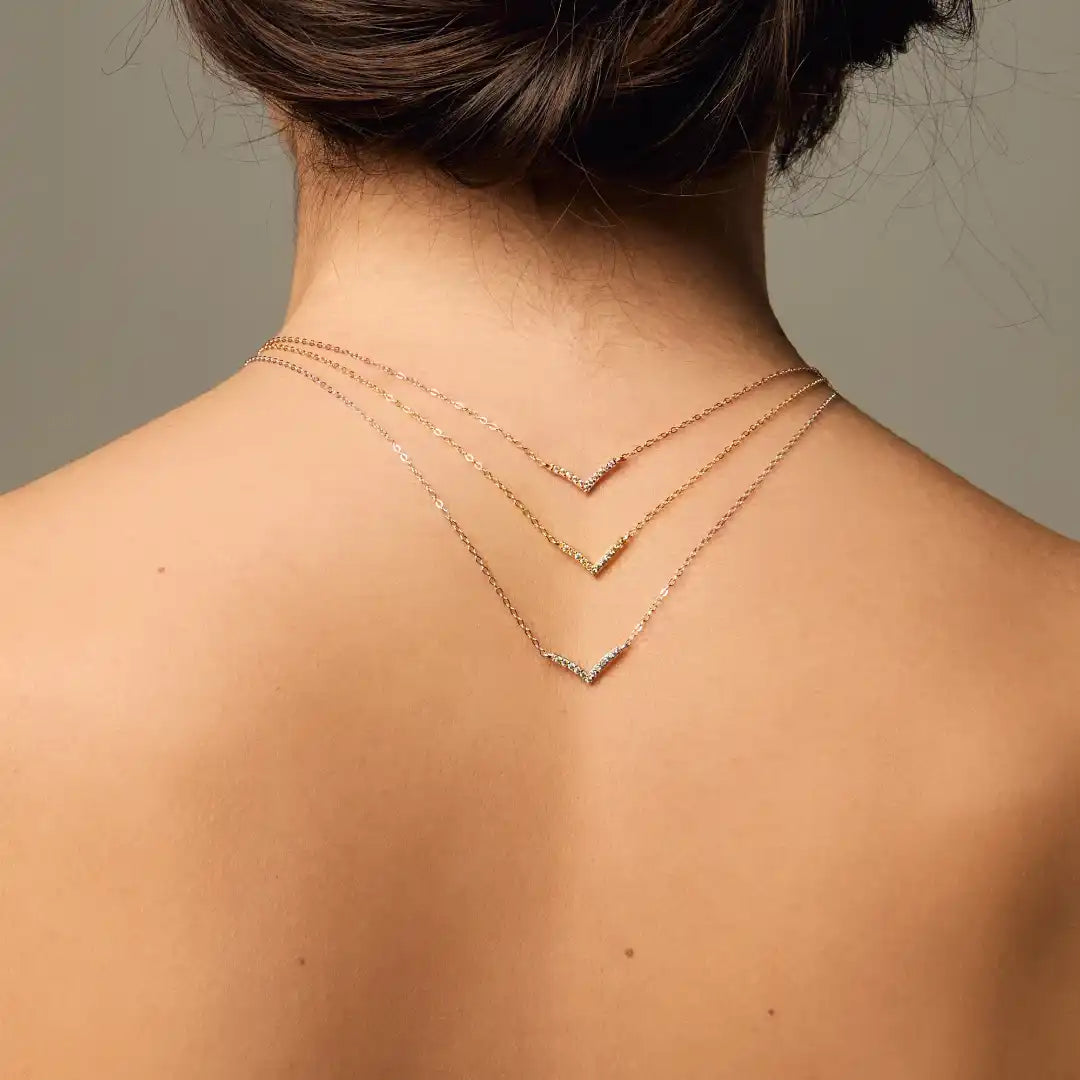 Collana Dilvdò V Rosè Zirconi Bianchi