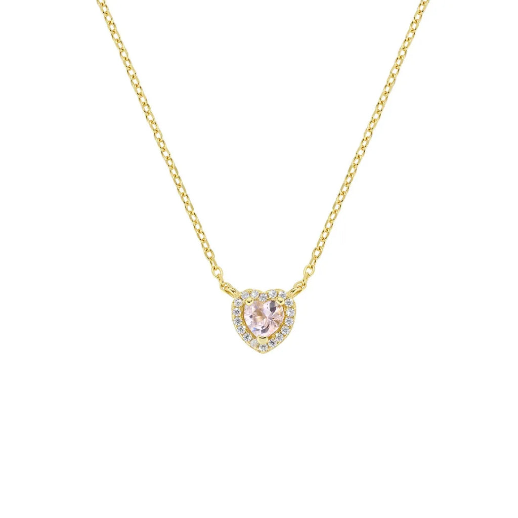 Collana Dolce Cuore Rosa Morganite in Argento Dorato CLTICUGMOZ