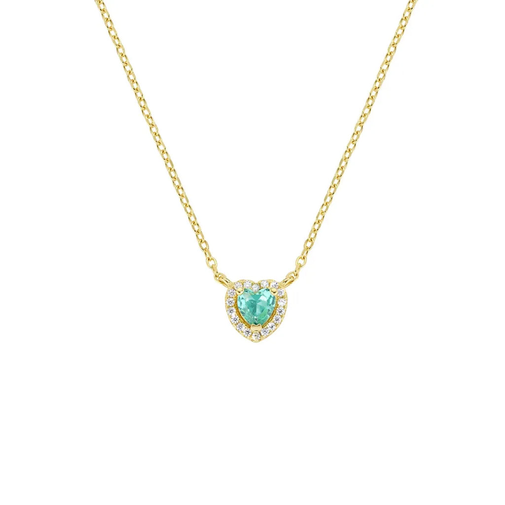 Collana Dolce Cuore Verde Acqua in Argento Dorato CLTICUGVAZ