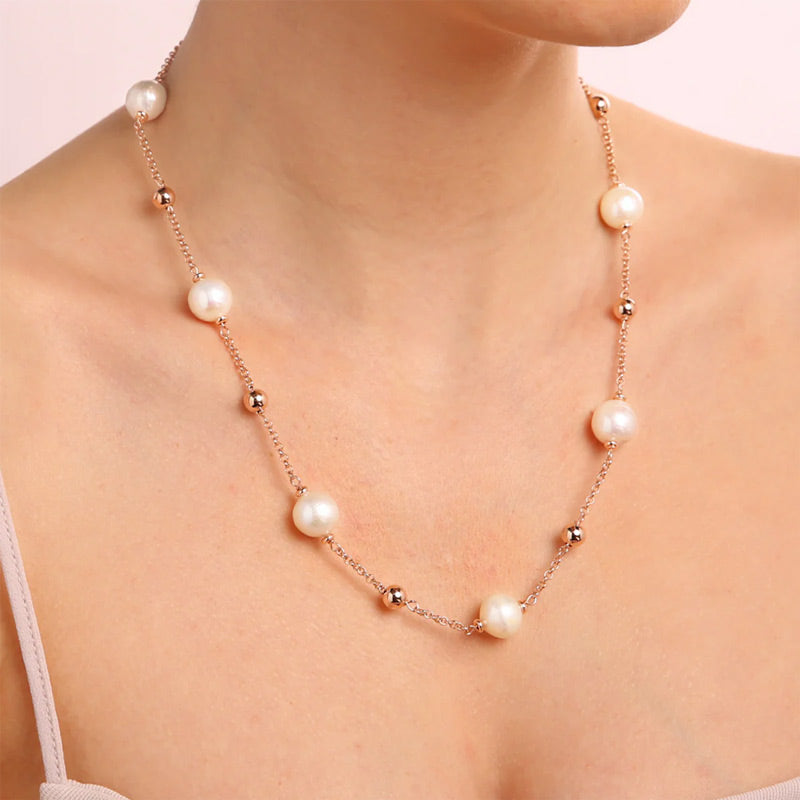Collana Gioiello Bead Lucide e Perle d'Acqua Dolce Bronzallure WSBZ01007.WPRL