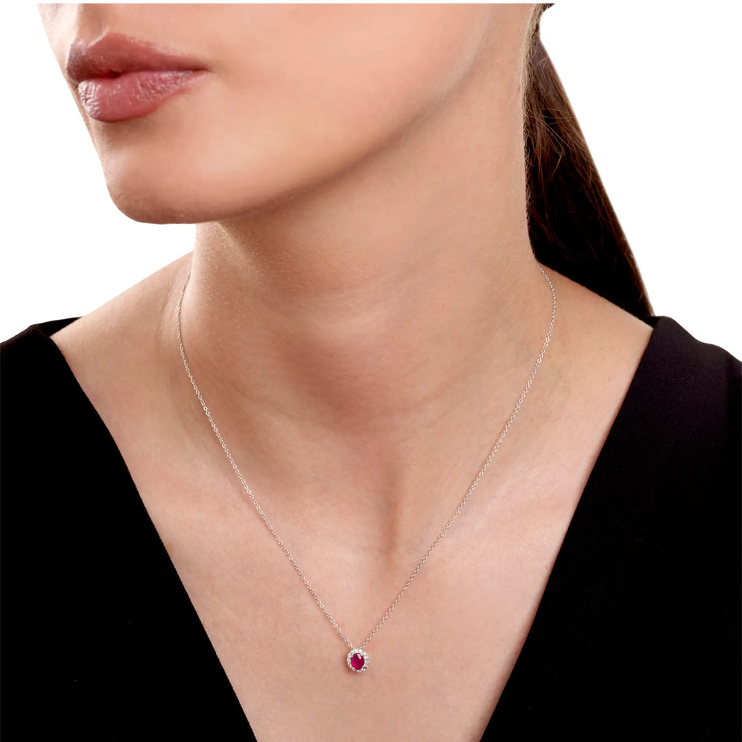 Collana Gioiello Dora Salvini Oro Bianco Diamanti Rubino 20057645