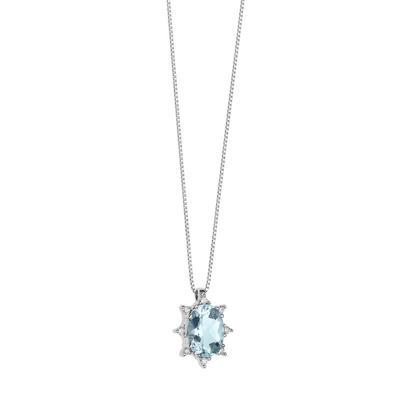 Collana Gioiello Fantasia di Acquamarina Oro 750‰ Diamanti Acquamarina Comete Gioielli GLQ 269