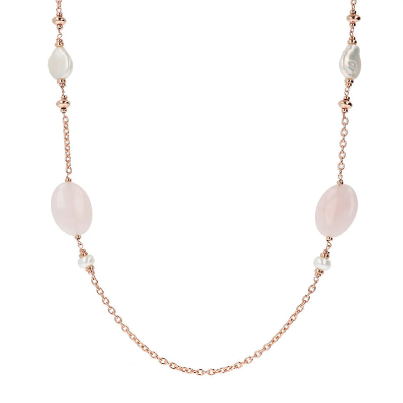 Collana Gioiello Lunga Pietre Perle Bianche Bronzallure WSBZ01410.PRL+RQ