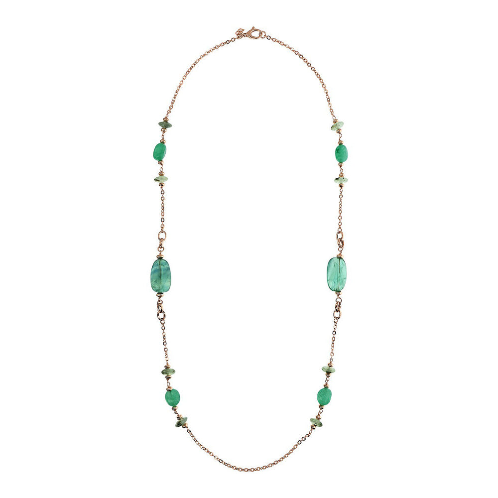 Collana Gioiello Lunga Rondelle Pietre Verdi Bronzallure WSBZ02276.FL