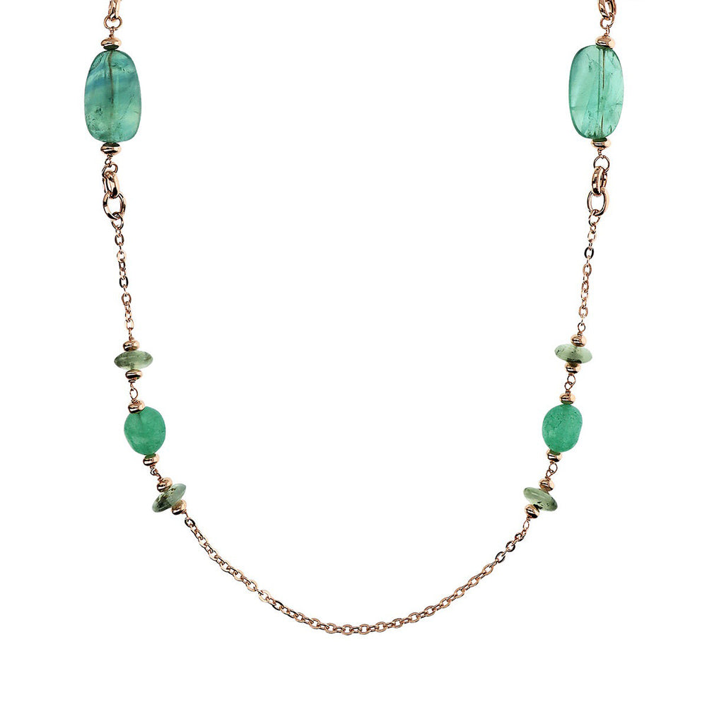 Collana Gioiello Lunga Rondelle Pietre Verdi Bronzallure WSBZ02276.FL