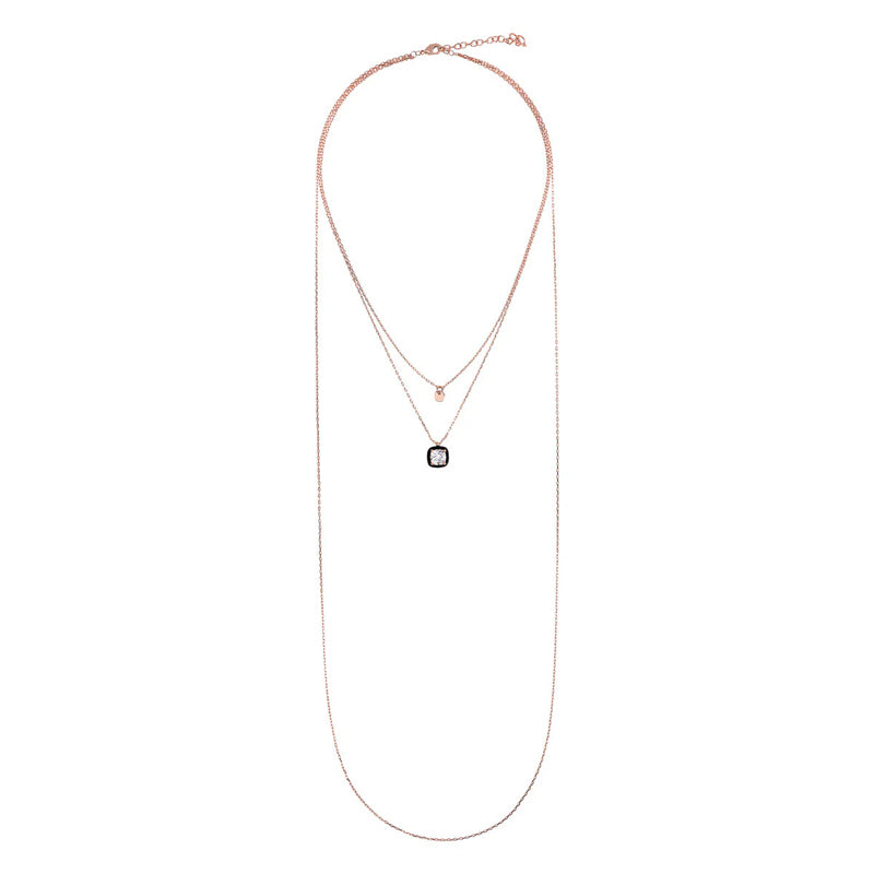 Collana Gioiello Multifilo Disco Pendente Prisma Gem Bronzallure WSBZ02184.BLK-CZ