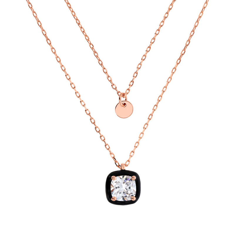 Collana Gioiello Multifilo Disco Pendente Prisma Gem Bronzallure WSBZ02184.BLK-CZ