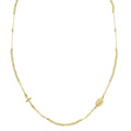 Collana Girocollo Amen Croce e Miracolosa con Sfere Diamantate Argento 925 Dorata CLCRMIGGD3