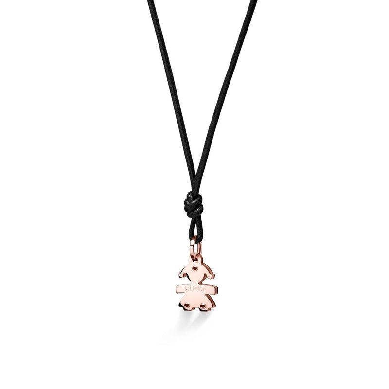 Collana I Classici Ciondolo Bimba Oro Rosa 375‰ Cordino Nero LeBebé LBB049-N
