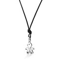 Collana I Classici Ciondolo Bimbo Oro Bianco 375‰ Diamanti Cordino Nero LeBebé LBB061