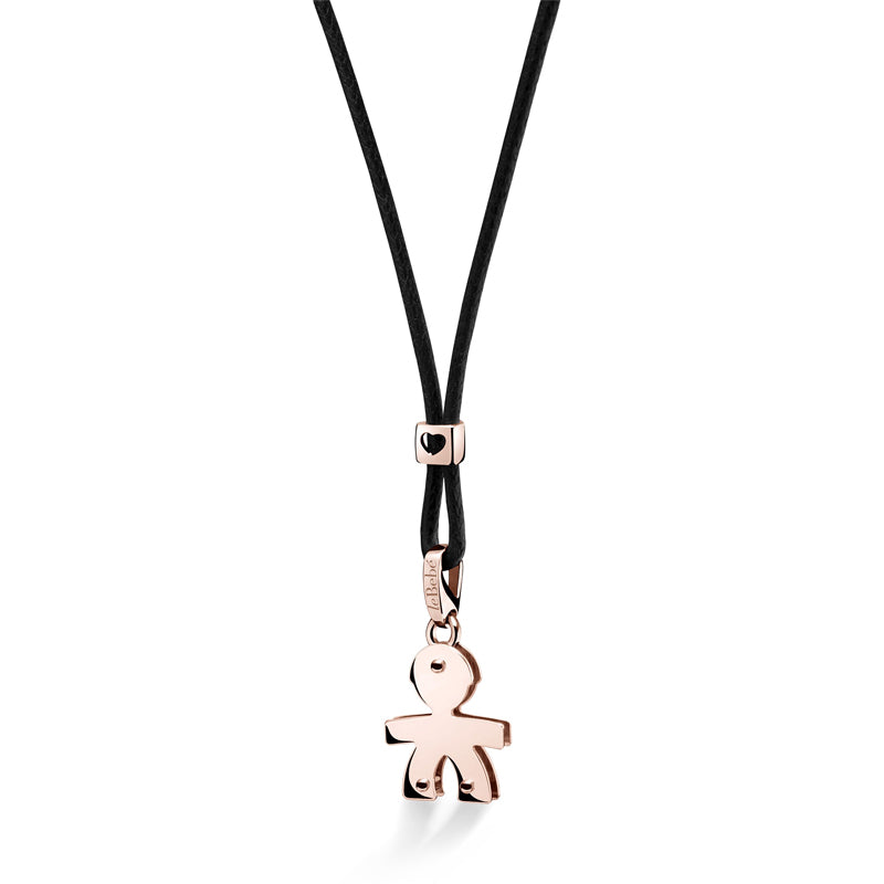 Collana I Classici Ciondolo Bimbo Oro Rosa 375‰ Cordino Nero LeBebé LBB042-N