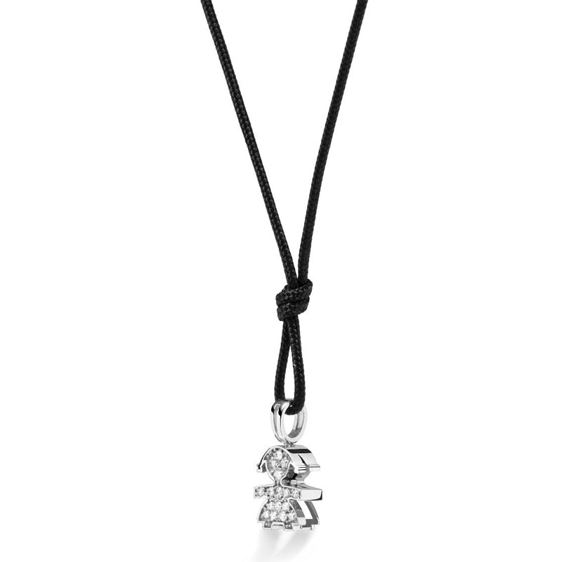 Collana I Preziosi Bimba Oro Bianco 750‰ Diamanti Cordino Nero LeBebé LBB543/F