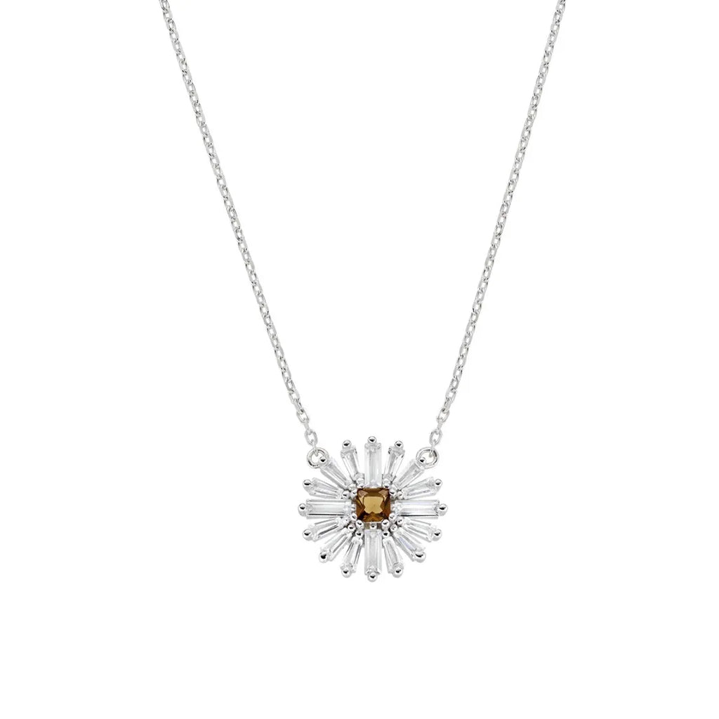 Collana Margherite con Centrale Marrone in Argento CLFLDABBBRZ
