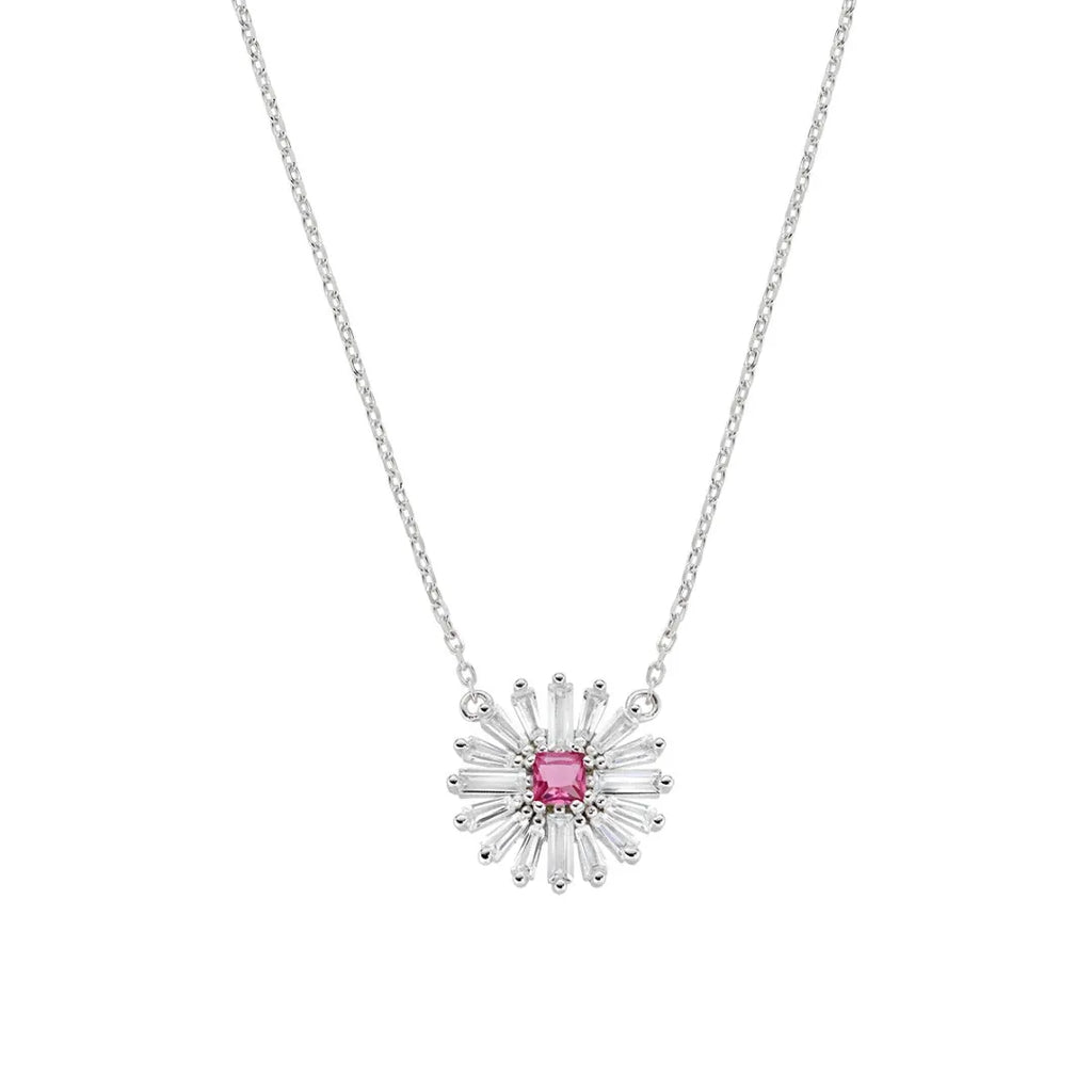 Collana Margherite con Centrale Rosso Ciliegia in Argento CLFLDABBCIZ