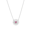 Collana Margherite con Centrale Rosso Ciliegia in Argento CLFLDABBCIZ