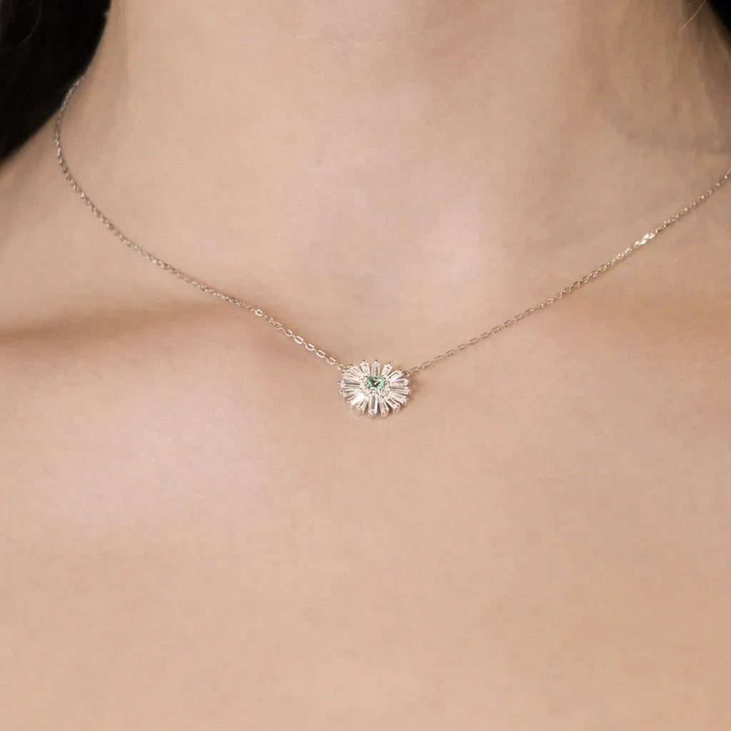 Collana Margherite con Centrale Verde Acqua in Argento CLFLDABBVAZ