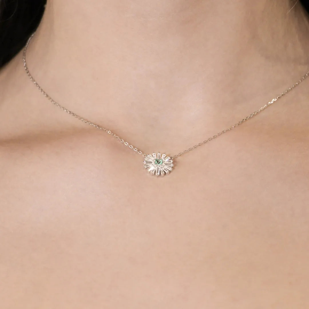 Collana Margherite con Centrale Verde Acqua in Argento CLFLDABBVAZ