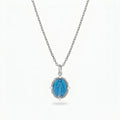 Collana Medaglia Miracolosa in Argento 925 con Smalto blu e Zirconi CLMIPUSMBBL