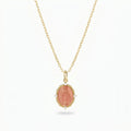 Collana Medaglia Miracolosa in Argento 925 placcato oro 18kt con Smalto pesca e Zirconi CLMIPUSMGP
