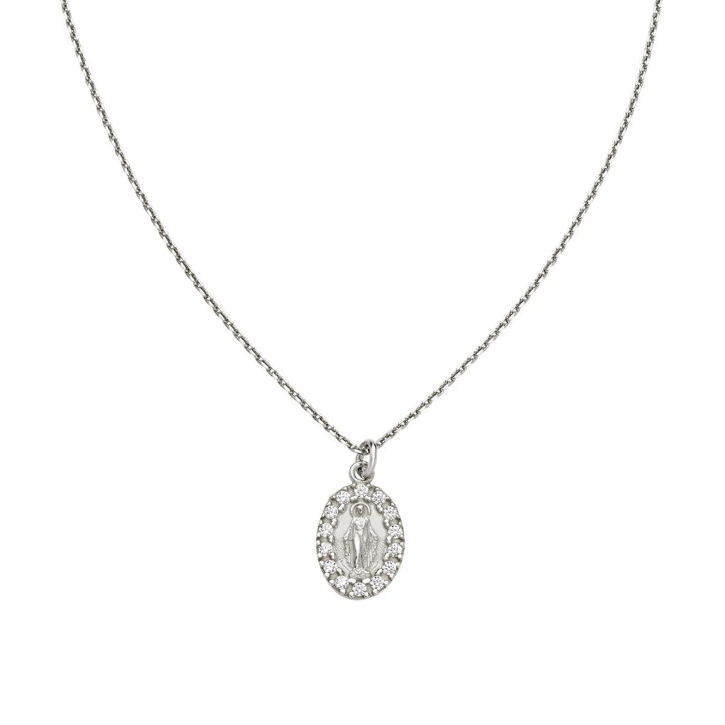 Collana Mini Madonna Miracolosa con Zirconi CLMIPBBZ3