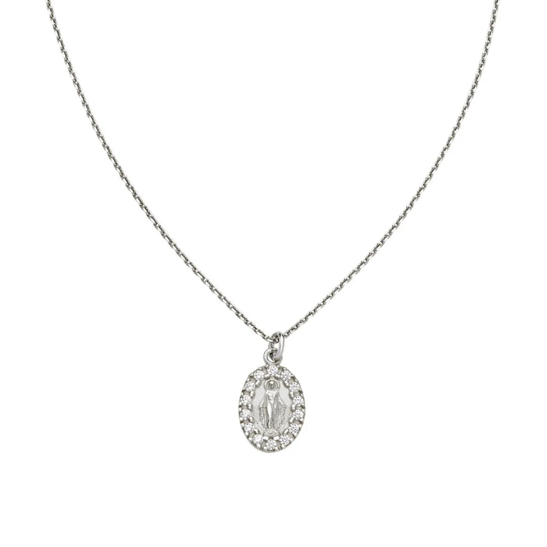 Collana Mini Madonna Miracolosa con Zirconi CLMIPBBZ3