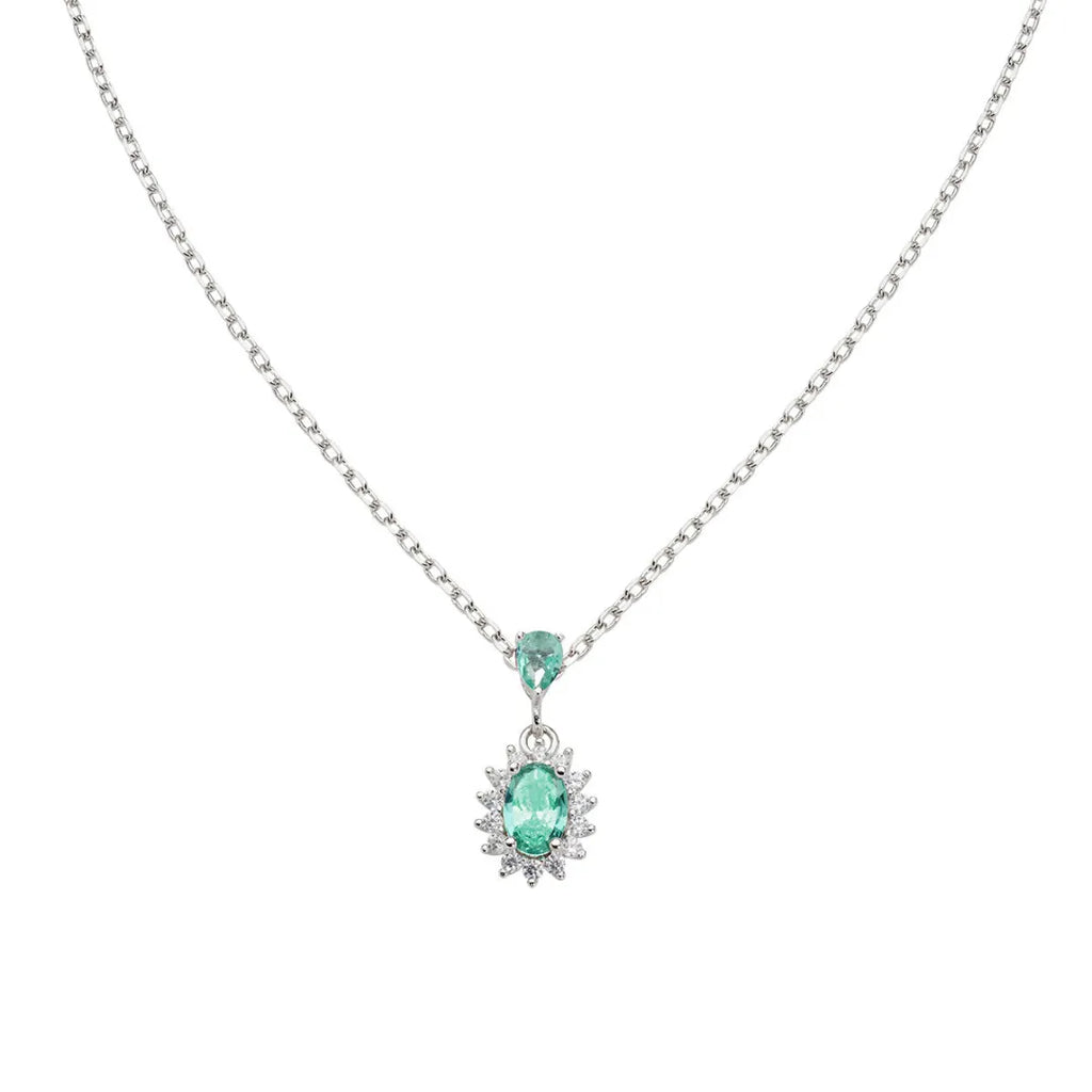 Collana Mini Royal Lady con Zircone Verde Acqua CLLDPBBVA1
