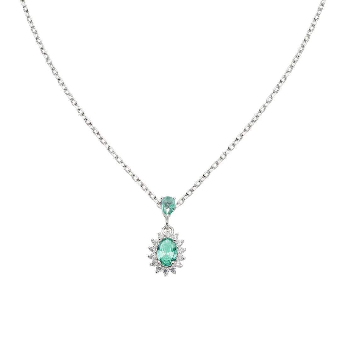 Collana Mini Royal Lady con Zircone Verde Acqua CLLDPBBVA1