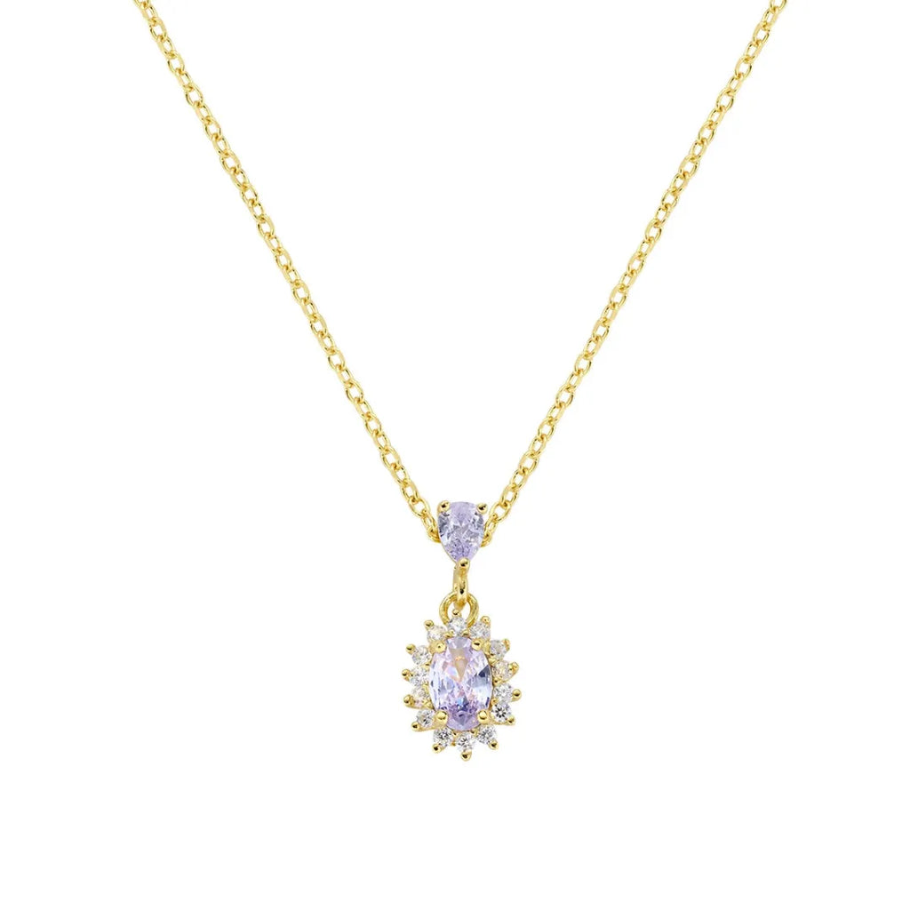 Collana Mini Royal Lady Dorata con Zircone Lilla in Argento CLLDPGBLA1