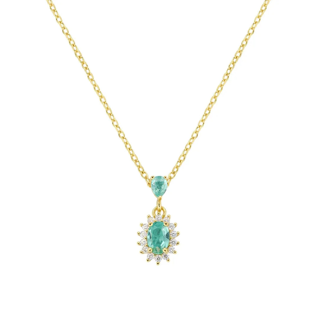 Collana Mini Royal Lady Dorata con Zircone Verde Acqua in Argento CLLDPGBVA1