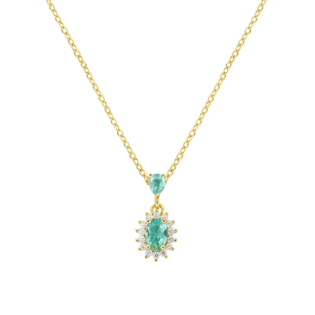 Collana Mini Royal Lady Dorata con Zircone Verde Acqua in Argento CLLDPGBVA1
