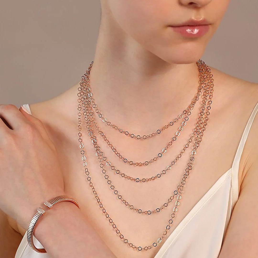 Collana Multifilo Graduata Catena Rolo Piatta Lucida WSBZ02354R