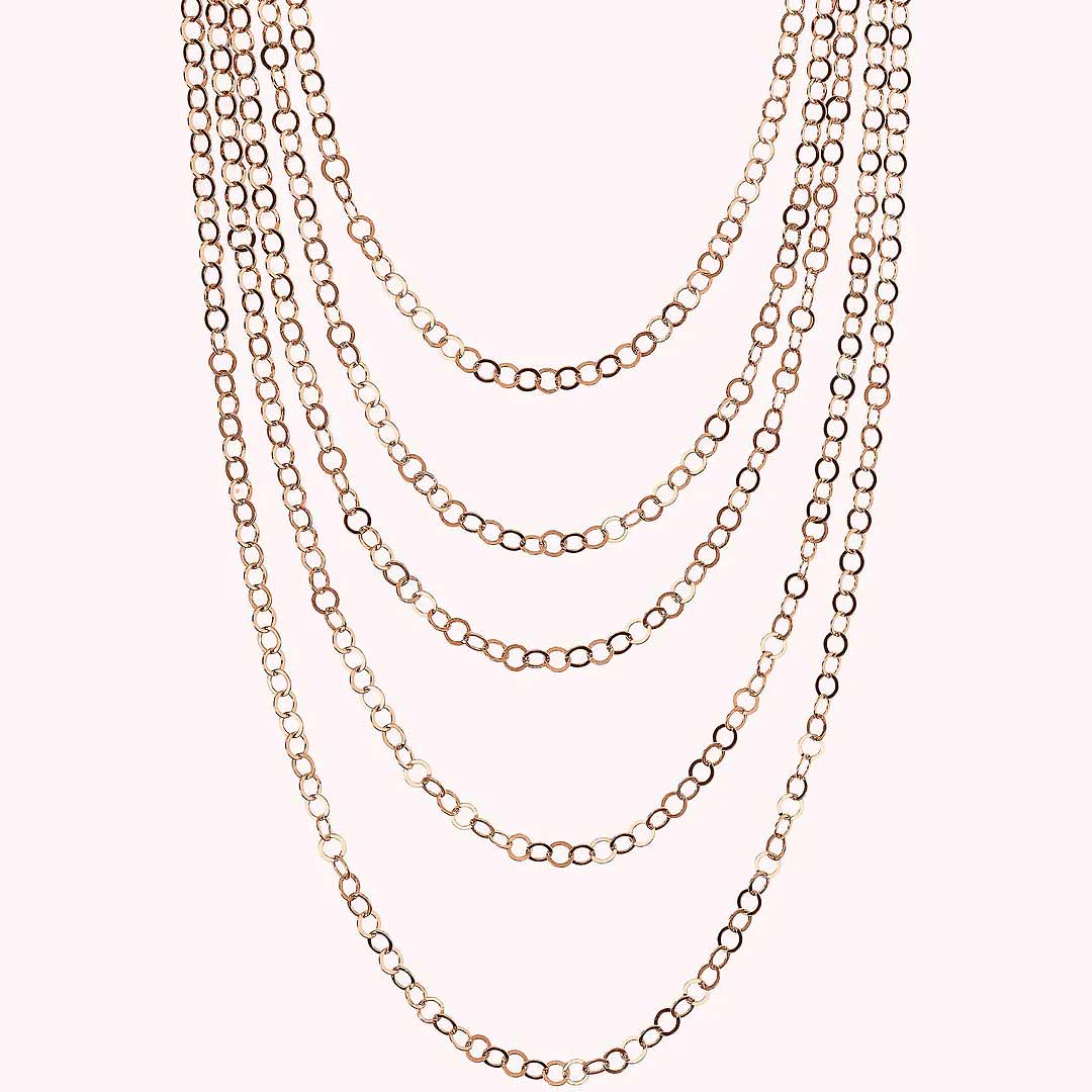 Collana Multifilo Graduata Catena Rolo Piatta Lucida WSBZ02354R