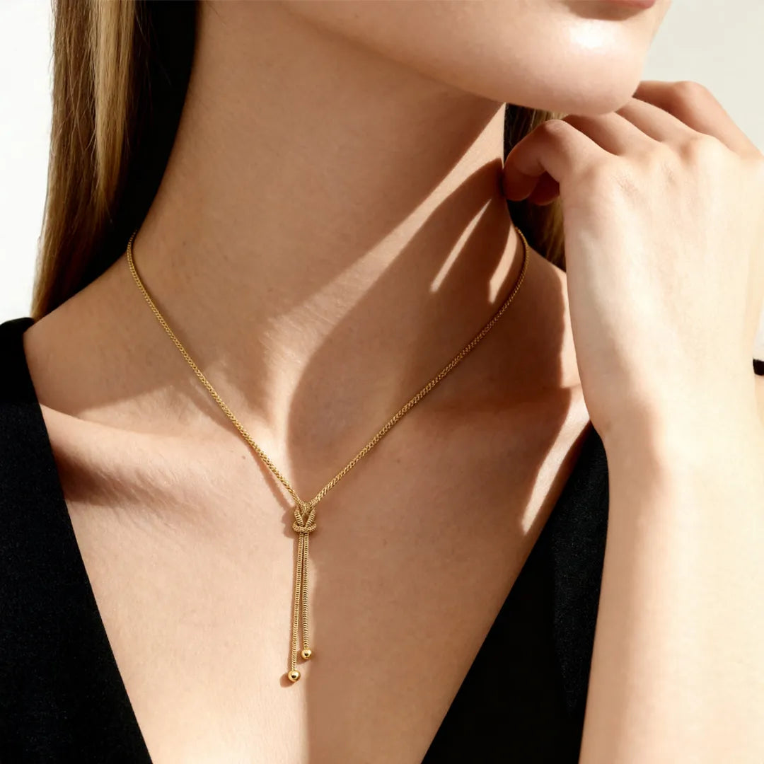 Collana Nodo d'Amore in Argento Dorato CLNOAMGG