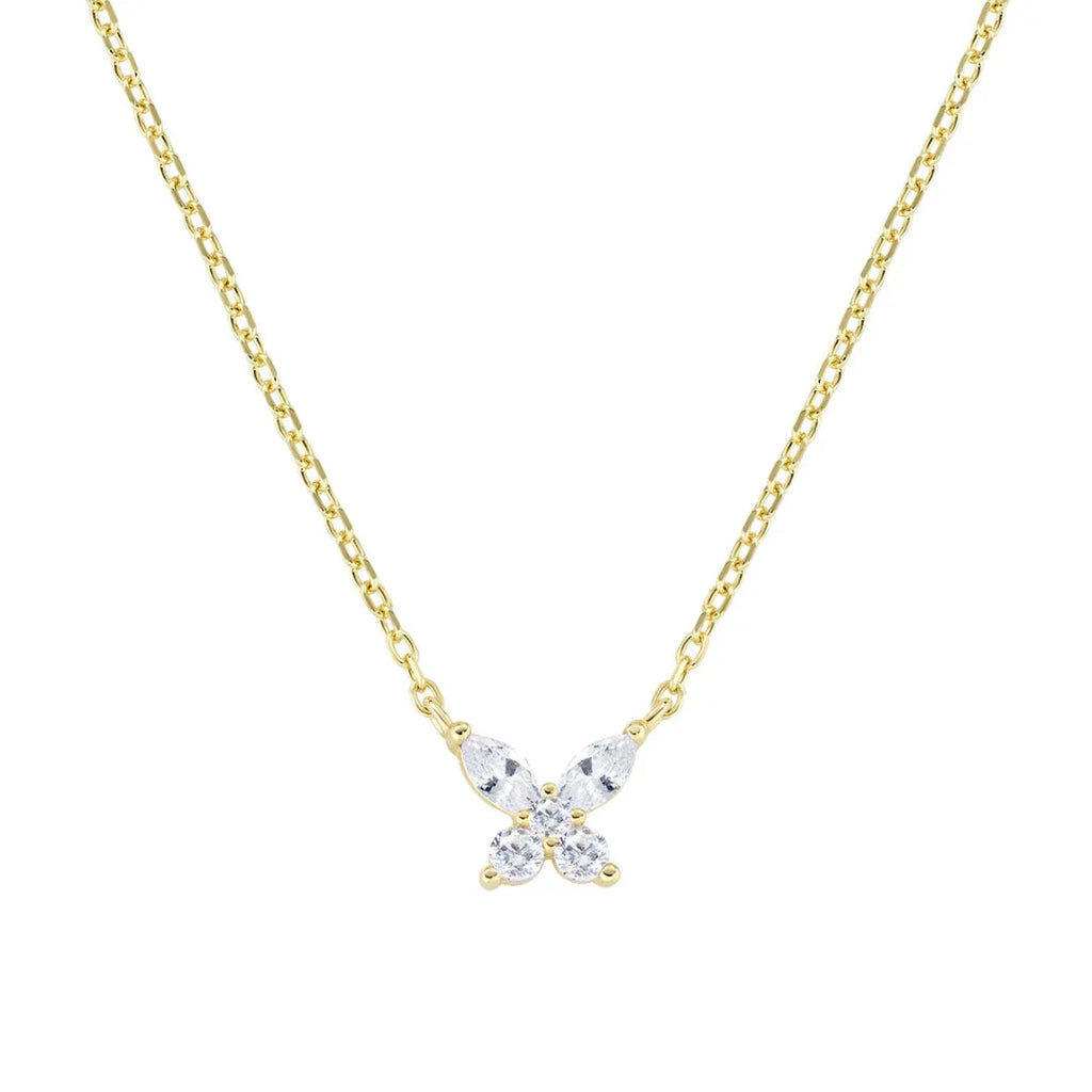 Collana Petali Bianca Dorata in Argento CLBUTGBB