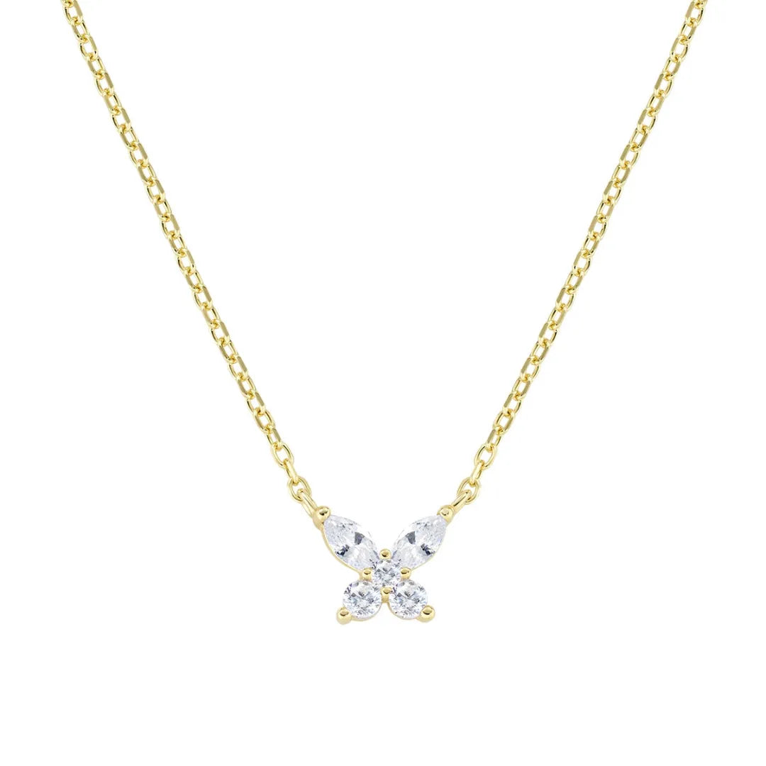 Collana Petali Bianca Dorata in Argento CLBUTGBB