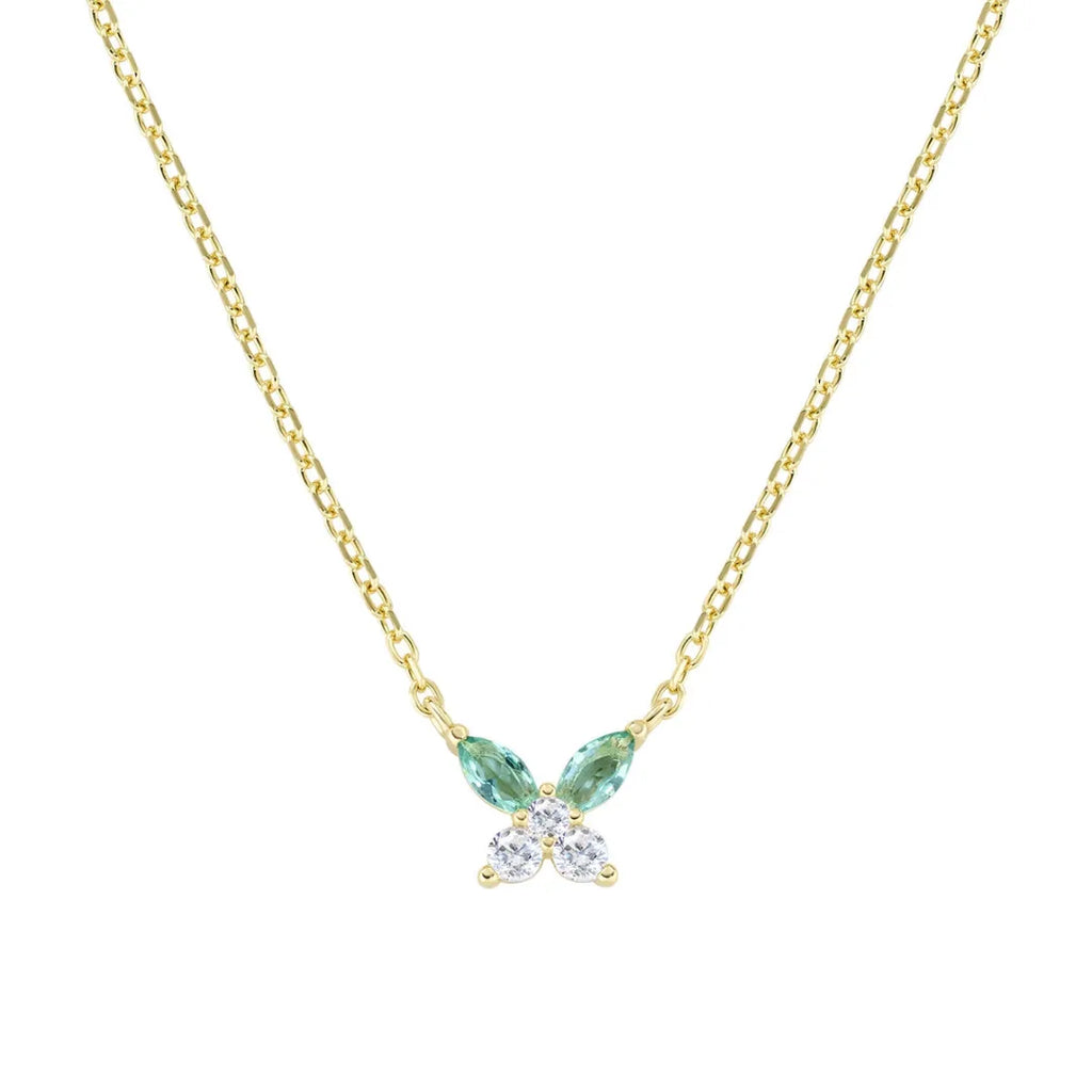 Collana Petali Verde Acqua Dorata in Argento CLBUTGBVA