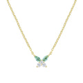 Collana Petali Verde Acqua Dorata in Argento CLBUTGBVA