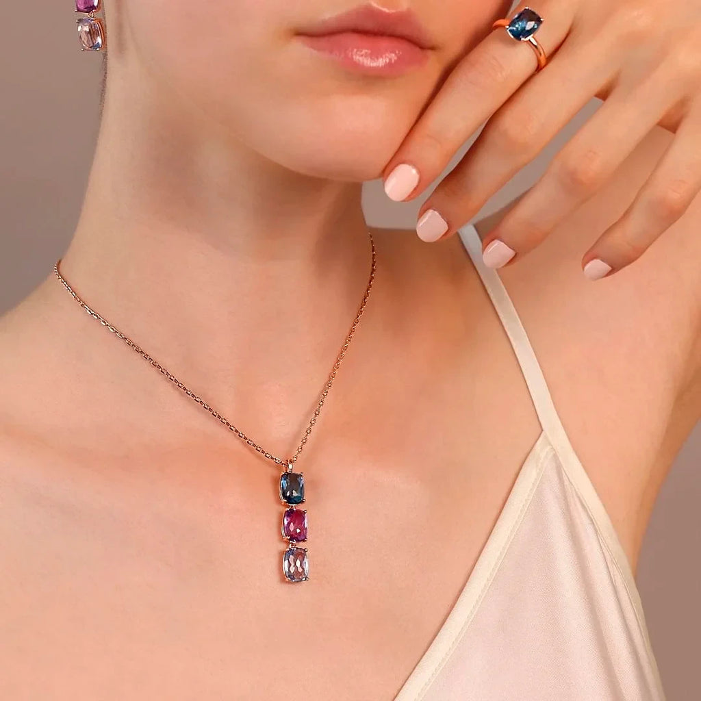 Collana Trilogy Bronzallure Prisma Gem Taglio Mosaico WSBZ02291.BLU-SP