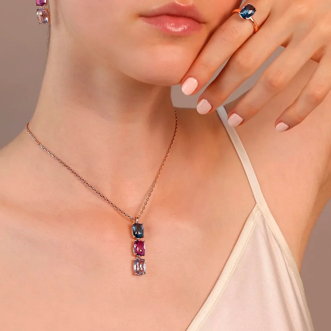Collana Trilogy Bronzallure Prisma Gem Taglio Mosaico WSBZ02291.BLU-SP