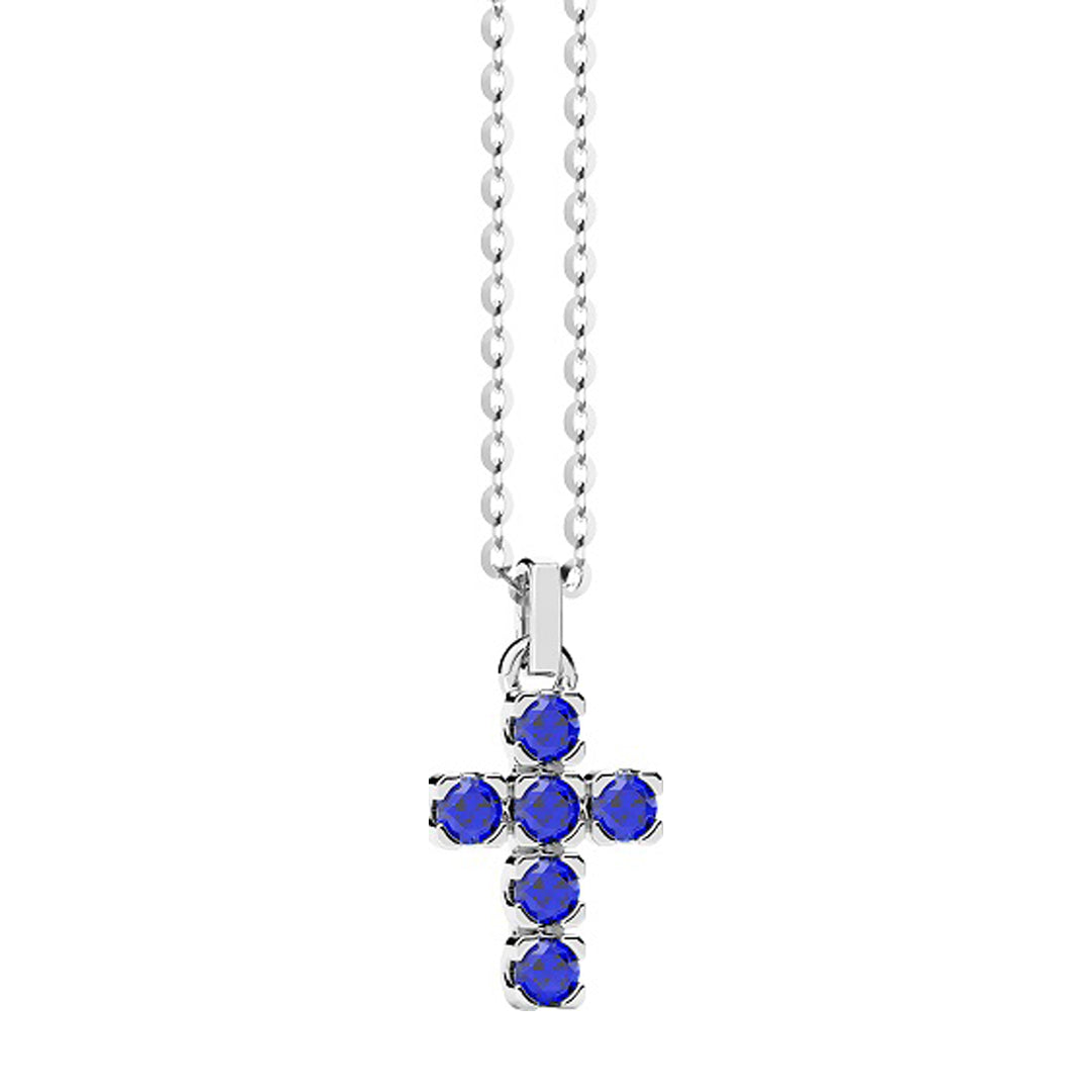 Collana Zancan Argento 925 Rodiato Croce e Spinelli Blu ESC220-BL