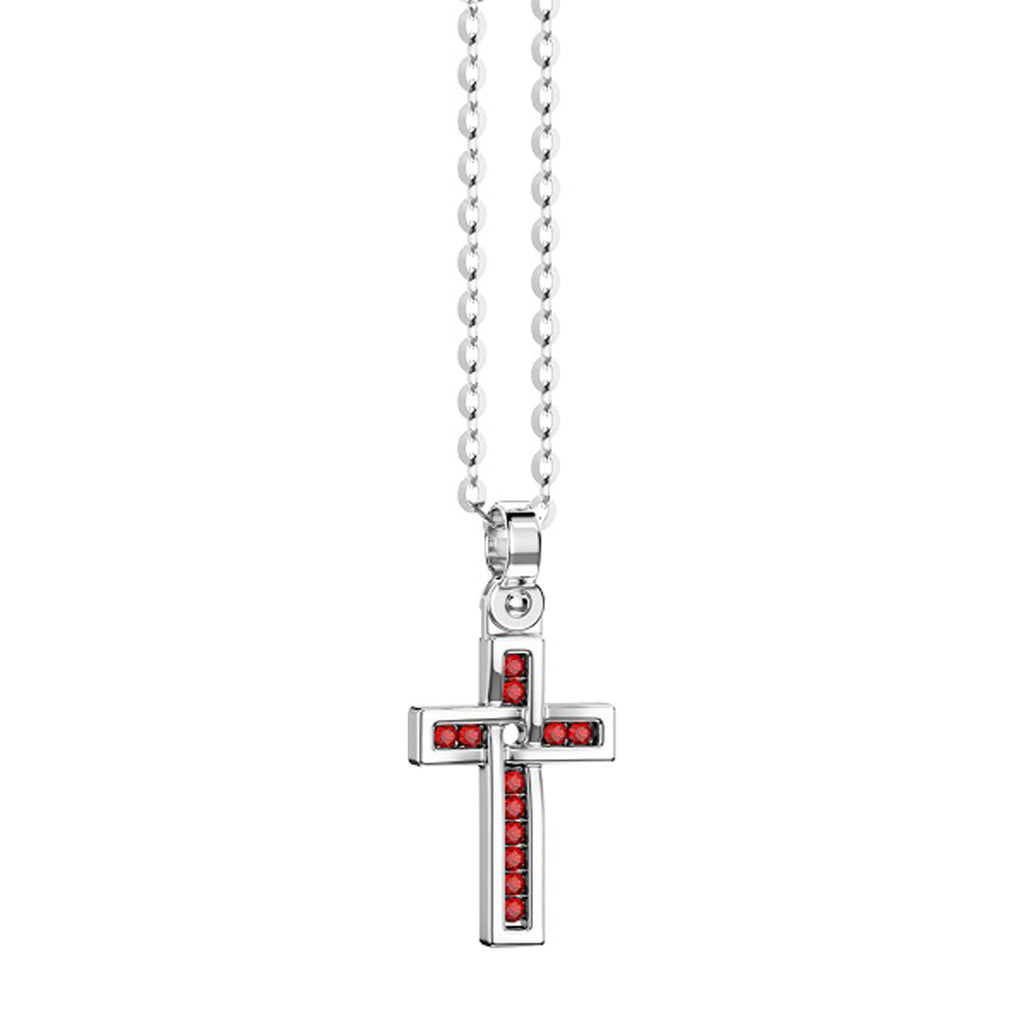Collana Zancan Argento 925 Rodiato e Spinelli Rossi ESC216-RO