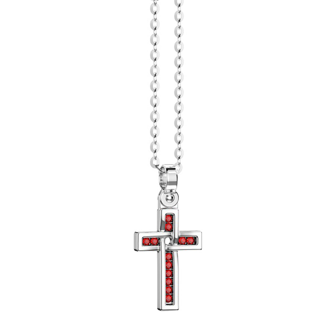 Collana Zancan Argento 925 Rodiato e Spinelli Rossi ESC216-RO