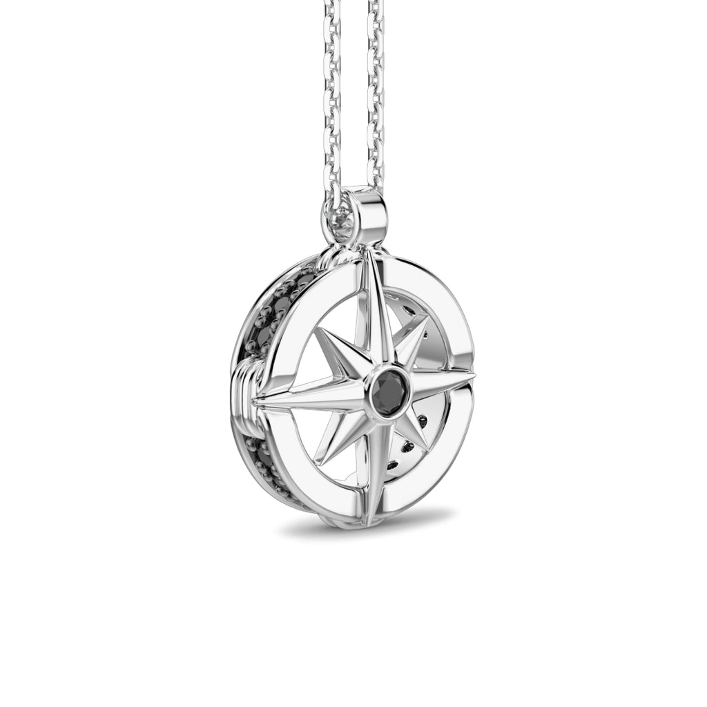 Collana Zancan Argento 925 Rodiato Rosa dei Venti e Zirconi Neri ESC121