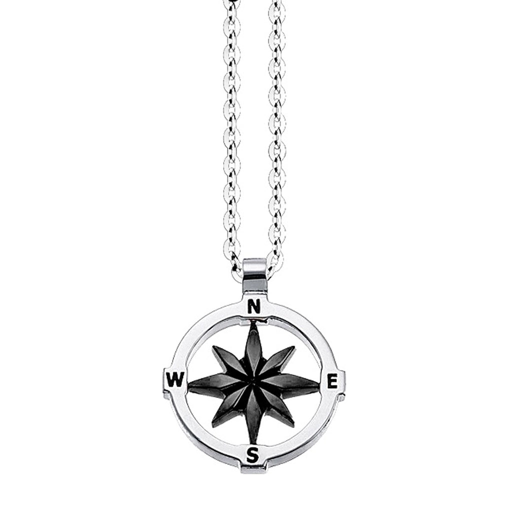 Collana Zancan Argento 925 Rosa dei Venti Nero ESC145