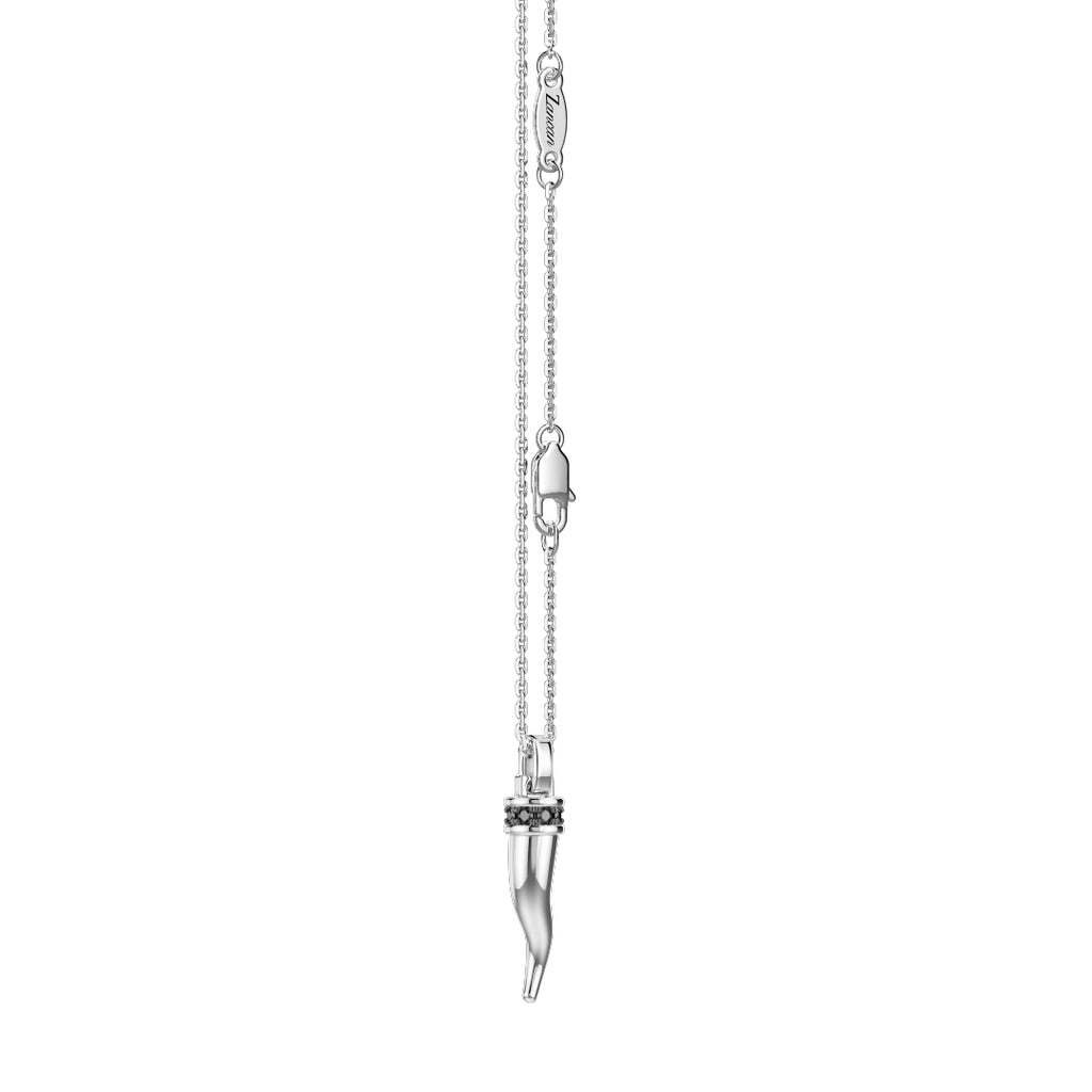 Collana Zancan Cornetto Argento Pietre Naturali Nere ESC186-NE