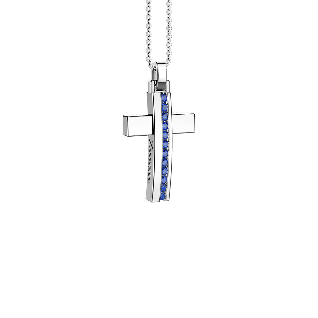Collana Zancan Croce Argento 925 e Spinelli Blu EXC489-BL