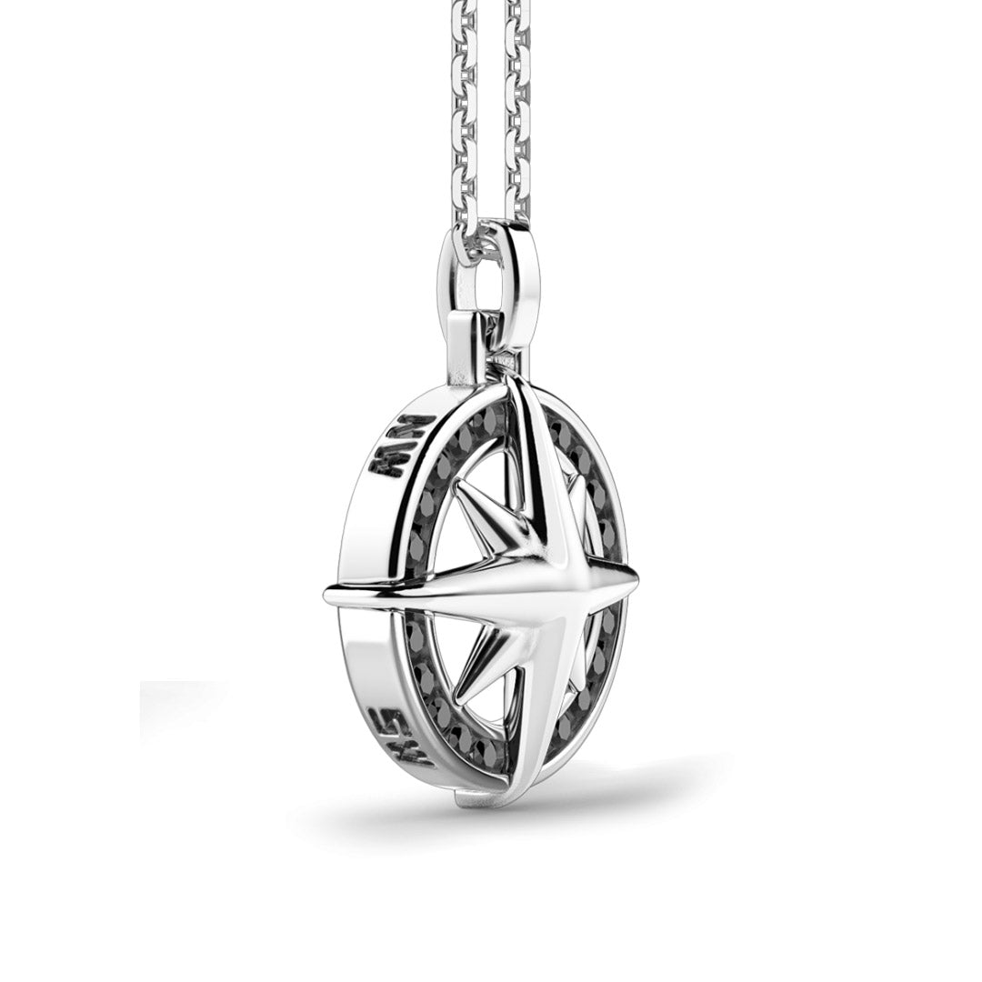 Collana Zancan Rosa dei Venti Argento e Pietre Nera