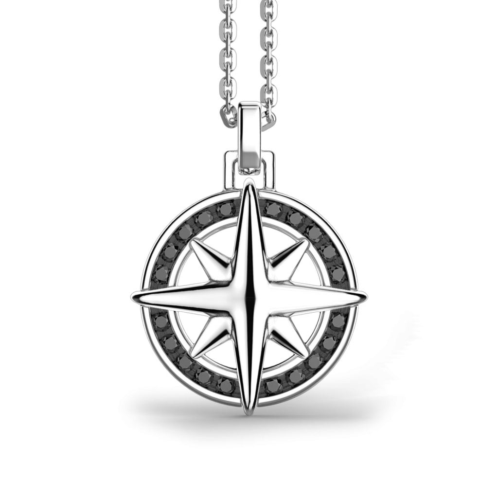 Collana Zancan Rosa dei Venti Argento e Pietre Nera